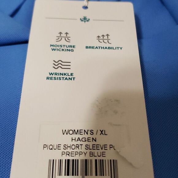Lady Hagen. NWT. Blue, 4 Button Shirt; Short Sleeve; Point Collar. SZ XL - Picture 12 of 15
